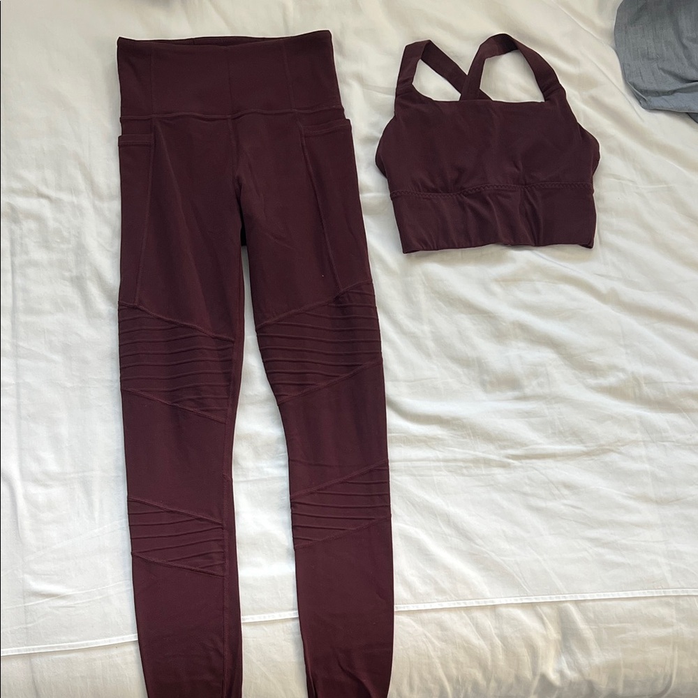 Women's Athleta Burgundy Activewear Set
